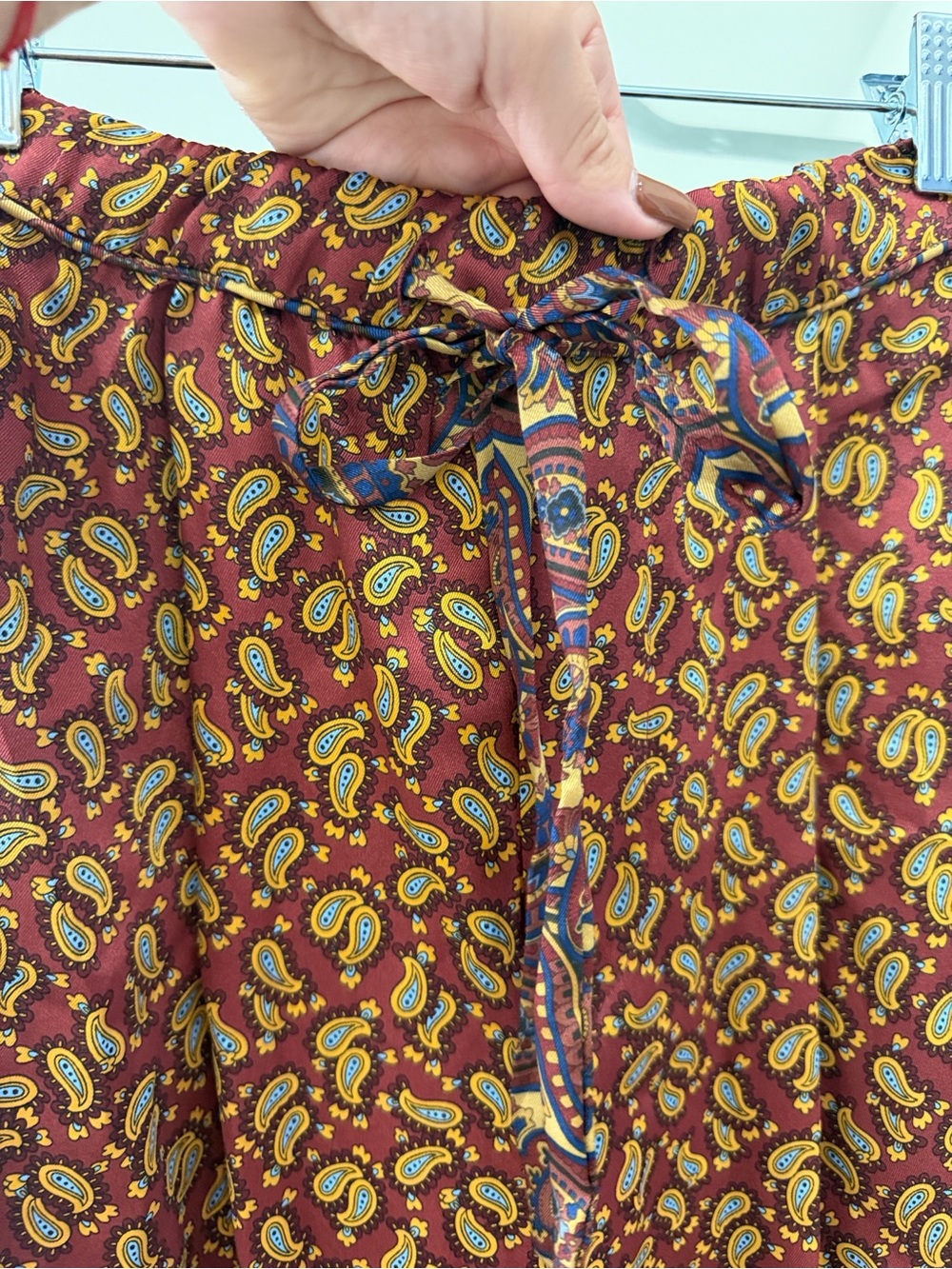 ZARA Burgundy Paisley Wide-Leg Trousers – Boho Chic – XS - Picture 9 of 10